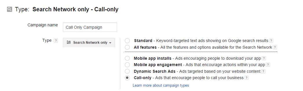 adwords new call only campaigns 2