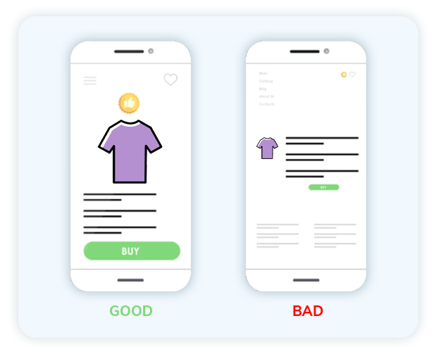 Good and Bad mobile friendle online store