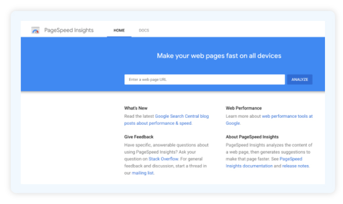 Google Page Speed Insights Screen
