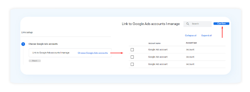Google Ads accounts associated